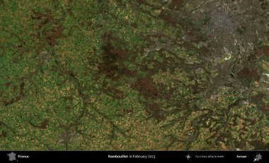 Rambouillet. Copernicus Sentinel 'in Şubat 2023' te çekilmiş uydu görüntüsü üzerine Fransa 'nın idari bölgesi.