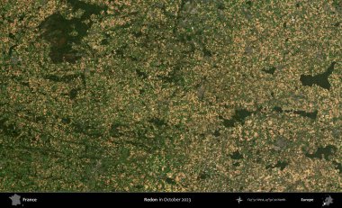 Redon. Copernicus Sentinel 'in Ekim 2023' te çekilmiş uydu görüntüsü üzerine Fransa 'nın idari bölgesi.