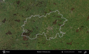 Rennes. Copernicus Sentinel 'in Şubat 2023' te çekilen uydu görüntüsünde Fransa 'nın idari bölgesinin ana hatları belirlendi.