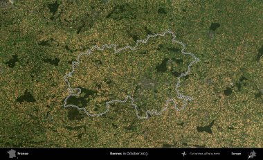 Rennes. Copernicus Sentinel 'in Ekim 2023' te çekilen uydu görüntüsünde Fransa 'nın idari bölgesinin ana hatları belirlendi.