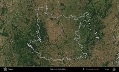 Roanne. Copernicus Sentinel 'in Ağustos 2023' te çekilen uydu görüntüsünde Fransa 'nın idari bölgesinin ana hatları belirlendi.