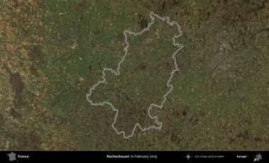 Rochechouart 'ta. Copernicus Sentinel 'in Şubat 2019' da çekilen uydu görüntüsünde Fransa 'nın idari bölgesinin ana hatları belirlendi.