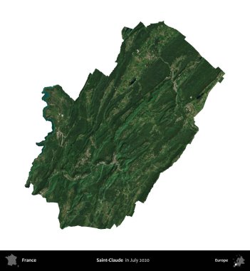 Aziz Claude. Fransa 'nın idari bölgesi, Temmuz 2020' de çekilen Kopernik Nöbetçi karolarından oluşan uydu görüntüsüyle beyaza izole edildi.