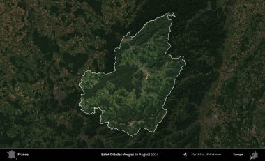 Saint-Die-des-Vosges. Fransa 'nın idari alanı, Ağustos 2024' te çekilen Kopernik Sentinel karolarından oluşan koyu renkli bir uydu görüntüsü üzerinde vurgulandı ve özetlendi.