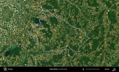 Aziz Dizier. Haziran 2023 'te çekilen Copernicus Sentinel karolarından oluşan bir uydu görüntüsünde Fransa' nın idari bölgesinin ana hatları belirlendi.