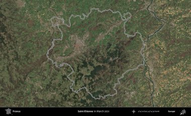 Aziz Etienne. Mart 2021 'de çekilen Copernicus Sentinel karolarından oluşan bir uydu görüntüsünde Fransa' nın idari bölgesinin ana hatları belirlendi.
