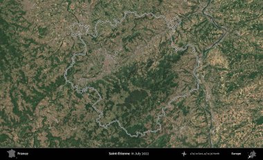 Aziz Etienne. Copernicus Sentinel 'in Temmuz 2022' de çekilen uydu görüntüsünde Fransa 'nın idari bölgesinin ana hatları belirlendi.