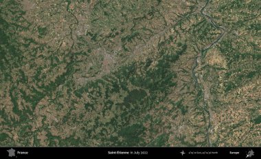 Aziz Etienne. Copernicus Sentinel 'in Temmuz 2022' de çekilmiş uydu görüntüsü üzerine Fransa 'nın idari bölgesi.