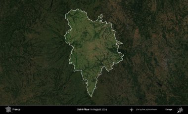 Aziz Un. Fransa 'nın idari alanı, Ağustos 2024' te çekilen Kopernik Sentinel karolarından oluşan koyu renkli bir uydu görüntüsü üzerinde vurgulandı ve özetlendi.