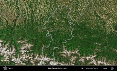 Saint-Gauden 'lar. Mayıs 2020 'de çekilen Copernicus Sentinel karolarından oluşan bir uydu görüntüsünde Fransa' nın idari bölgesinin ana hatları belirlendi.