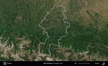 Saint-Gauden 'lar. Copernicus Sentinel 'in Ağustos 2024' te çekilen uydu görüntüsünde Fransa 'nın idari bölgesinin ana hatları belirlendi.