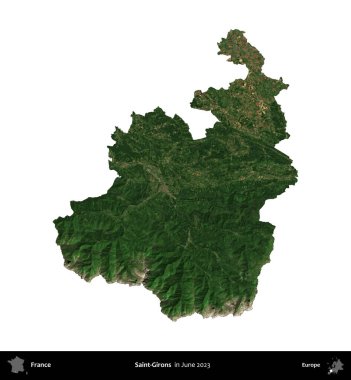 Saint-Gironlar. Fransa 'nın idari bölgesi, Haziran 2023' te çekilen Kopernik Nöbetçi karolarından oluşan bir uydu görüntüsüyle beyaza izole edildi.