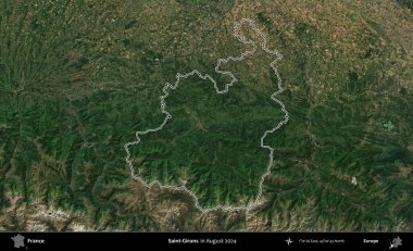 Saint-Gironlar. Copernicus Sentinel 'in Ağustos 2024' te çekilen uydu görüntüsünde Fransa 'nın idari bölgesinin ana hatları belirlendi.