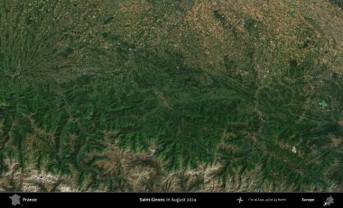 Saint-Gironlar. Copernicus Sentinel 'in Ağustos 2024' te çekilmiş uydu görüntüsü üzerine Fransa 'nın idari bölgesi.