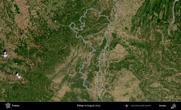 Askerler. Copernicus Sentinel 'in Ağustos 2023' te çekilen uydu görüntüsünde Fransa 'nın idari bölgesinin ana hatları belirlendi.
