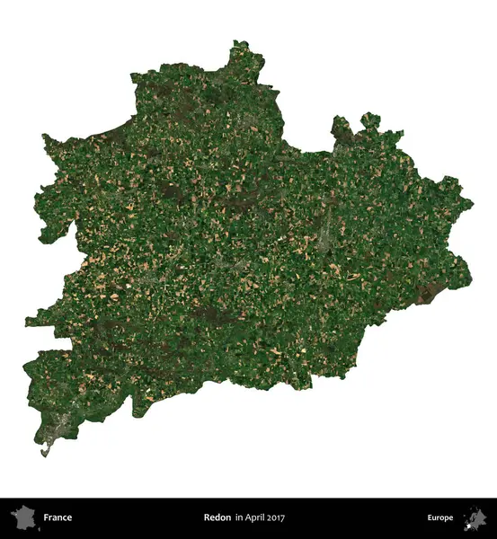 Redon. Fransa 'nın idari bölgesi, Nisan 2017' de çekilen Kopernik Nöbetçi karolarından oluşan bir uydu görüntüsü ile beyaza izole edildi.