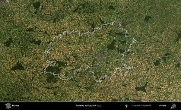 Rennes. Copernicus Sentinel 'in Ekim 2023' te çekilen uydu görüntüsünde Fransa 'nın idari bölgesinin ana hatları belirlendi.
