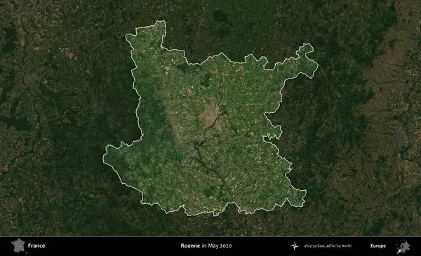 Roanne. Fransa 'nın idari alanı, Mayıs 2020' de çekilen Kopernik Nöbetçi karolarından oluşan koyu renkli bir uydu görüntüsü üzerinde vurgulandı ve özetlendi.