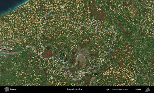 Rouen. Copernicus Sentinel 'in Nisan 2021' de çekilen uydu görüntüsünde Fransa 'nın idari bölgesinin ana hatları belirlendi.