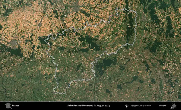 Saint-Amand-Montrond. Copernicus Sentinel 'in Ağustos 2024' te çekilen uydu görüntüsünde Fransa 'nın idari bölgesinin ana hatları belirlendi.