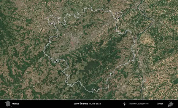 Aziz Etienne. Copernicus Sentinel 'in Temmuz 2022' de çekilen uydu görüntüsünde Fransa 'nın idari bölgesinin ana hatları belirlendi.