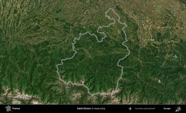 Saint-Gironlar. Haziran 2023 'te çekilen Copernicus Sentinel karolarından oluşan bir uydu görüntüsünde Fransa' nın idari bölgesinin ana hatları belirlendi.