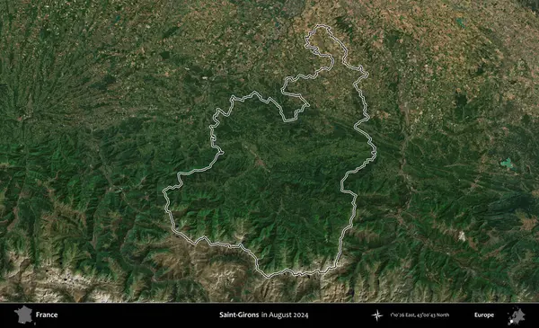 Saint-Gironlar. Copernicus Sentinel 'in Ağustos 2024' te çekilen uydu görüntüsünde Fransa 'nın idari bölgesinin ana hatları belirlendi.