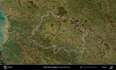 Saint-Jean-d'Angely. Copernicus Sentinel 'in Kasım 2020' de çekilen uydu görüntüsünde Fransa 'nın idari bölgesinin ana hatları belirlendi.