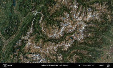 Saint-Jean-de-Maurienne. Copernicus Sentinel 'in Ekim 2023' te çekilen uydu görüntüsünde Fransa 'nın idari bölgesinin ana hatları belirlendi.