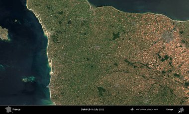 Aziz Lo. Copernicus Sentinel 'in Temmuz 2022' de çekilmiş uydu görüntüsü üzerine Fransa 'nın idari bölgesi.