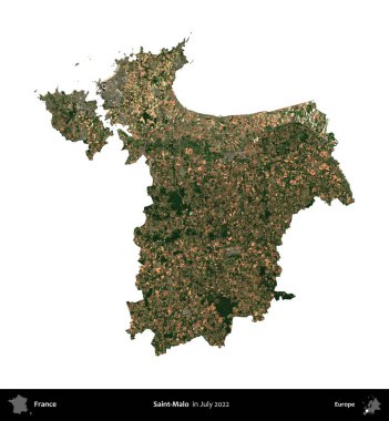 Saint-Malo 'da. Fransa 'nın idari bölgesi, Temmuz 2022' de çekilen Kopernik Nöbetçi karolarından oluşan bir uydu görüntüsüyle beyaza izole edildi.