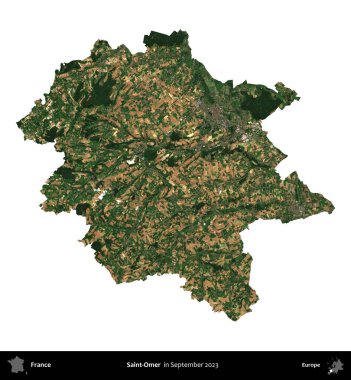 Aziz Ömer. Fransa 'nın idari bölgesi, Eylül 2023' te çekilen Kopernik Nöbetçi karolarından oluşan bir uydu görüntüsü üzerinde beyaza izole edildi.