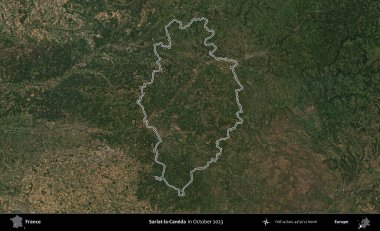 Sarlat-la-Caneda. Copernicus Sentinel 'in Ekim 2023' te çekilen uydu görüntüsünde Fransa 'nın idari bölgesinin ana hatları belirlendi.