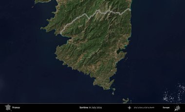 Sartene. Copernicus Sentinel 'in Temmuz 2024' te çekilen uydu görüntüsünde Fransa 'nın idari bölgesinin ana hatları belirlendi.