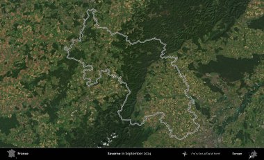Saverne. Eylül 2024 'te çekilen Copernicus Sentinel karolarından oluşan bir uydu görüntüsünde Fransa' nın idari bölgesinin ana hatlarını çizdim.