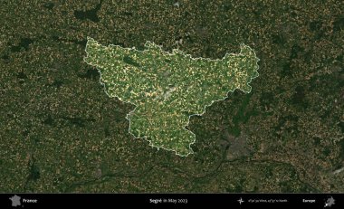 Segre. Fransa 'nın idari alanı, Mayıs 2023' te çekilen Kopernik Nöbetçi karolarından oluşan koyu renkli bir uydu görüntüsüyle vurgulandı ve özetlendi.