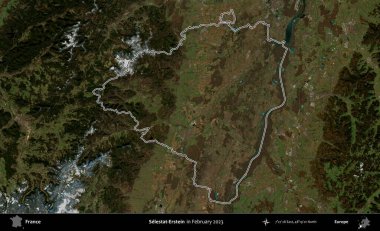 Selestat-Erstein. Copernicus Sentinel 'in Şubat 2023' te çekilen uydu görüntüsünde Fransa 'nın idari bölgesinin ana hatları belirlendi.