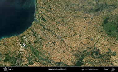 Biraz daha. Copernicus Sentinel 'in Eylül 2021' de çekilmiş uydu görüntüsü üzerine Fransa 'nın idari bölgesi.