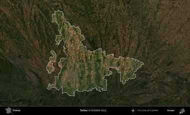 Hedefler. Fransa 'nın idari alanı, Ekim 2023' te çekilen Kopernik Nöbetçi karolarından oluşan koyu renkli bir uydu görüntüsü üzerinde vurgulandı ve özetlendi.