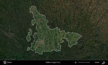 Hedefler. Fransa 'nın idari alanı, Ağustos 2024' te çekilen Kopernik Sentinel karolarından oluşan koyu renkli bir uydu görüntüsü üzerinde vurgulandı ve özetlendi.