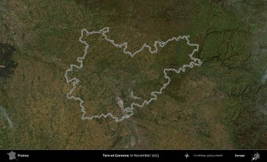 Tarn-et-Garonne. Copernicus Sentinel 'in Kasım 2023' te çekilen uydu görüntüsünde Fransa 'nın idari bölgesinin ana hatları belirlendi.