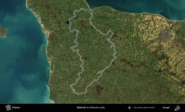 Aziz Lo. Copernicus Sentinel 'in Şubat 2019' da çekilen uydu görüntüsünde Fransa 'nın idari bölgesinin ana hatları belirlendi.