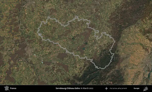 Sarrebourg-Chateau-Salins. Mart 2022 'de çekilen Copernicus Sentinel karolarından oluşan bir uydu görüntüsünde Fransa' nın idari bölgesinin ana hatları belirlendi.