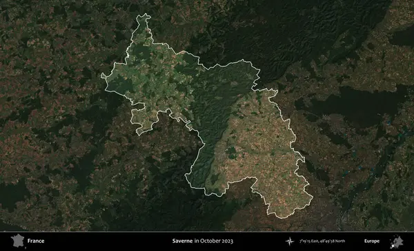 Saverne. Fransa 'nın idari alanı, Ekim 2023' te çekilen Kopernik Nöbetçi karolarından oluşan koyu renkli bir uydu görüntüsü üzerinde vurgulandı ve özetlendi.