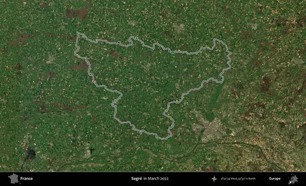 Segre. Mart 2022 'de çekilen Copernicus Sentinel karolarından oluşan bir uydu görüntüsünde Fransa' nın idari bölgesinin ana hatları belirlendi.