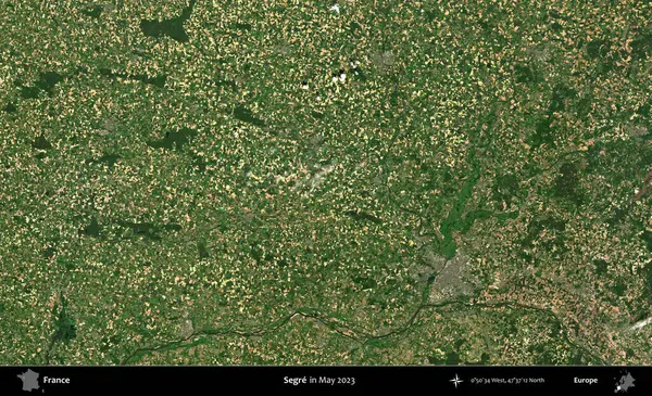 Segre. Copernicus Sentinel 'in Mayıs 2023' te çekilmiş uydu görüntüsü üzerine Fransa 'nın idari bölgesi.