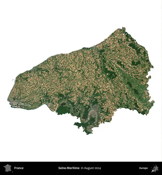 Sen-Denizcilik. Fransa 'nın idari bölgesi, Ağustos 2024' te çekilen Kopernik Nöbetçi karolarından oluşan bir uydu görüntüsüyle beyaza izole edildi.