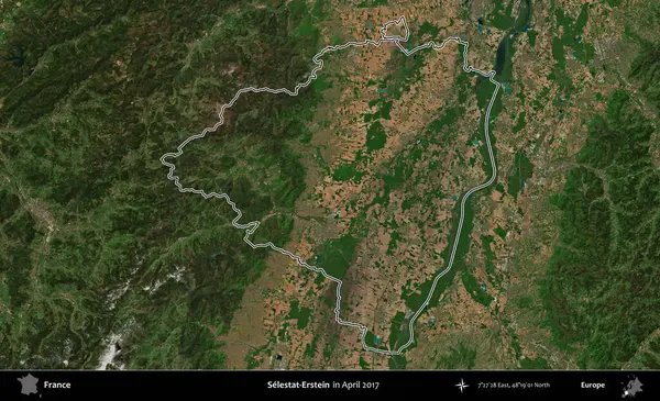Selestat-Erstein. Nisan 2017 'de çekilen Kopernik Nöbetçi karolarından oluşan bir uydu görüntüsünde Fransa' nın idari bölgesinin ana hatları belirlendi.
