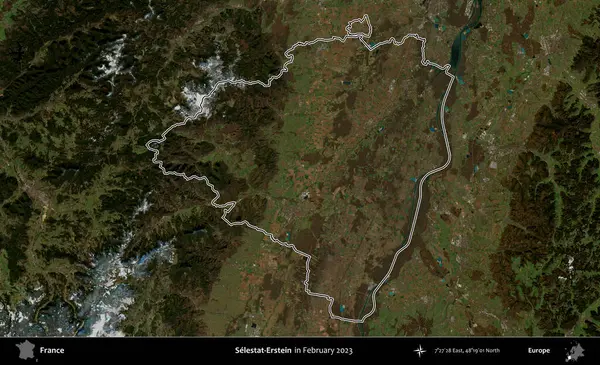 Selestat-Erstein. Copernicus Sentinel 'in Şubat 2023' te çekilen uydu görüntüsünde Fransa 'nın idari bölgesinin ana hatları belirlendi.