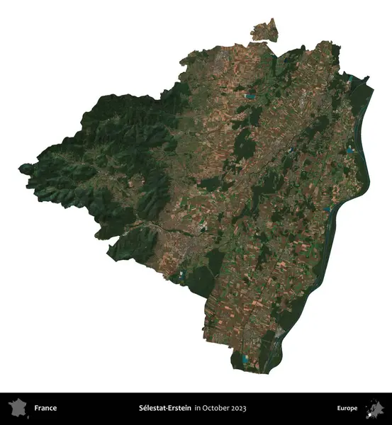 Selestat-Erstein. Fransa 'nın idari bölgesi, Ekim 2023' te çekilen Kopernik Nöbetçi karolarından oluşan bir uydu görüntüsüyle beyaza izole edildi.